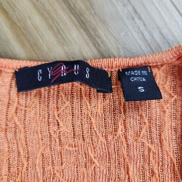 🍑Cyrus Orange Beaded & Sequined Long Sleeve Top Small - Picture 7 of 9